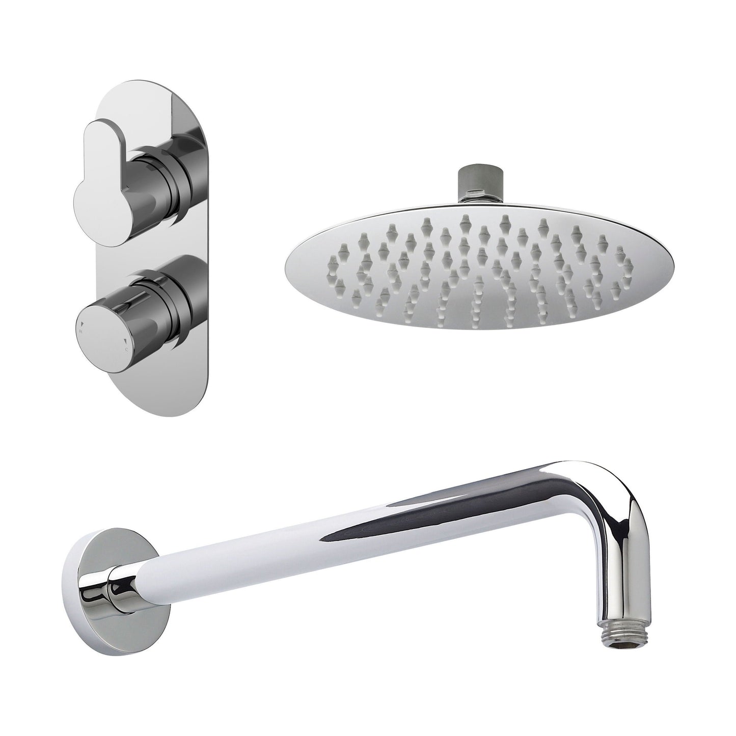 [BSBR01TW1] Balterley Pride Modern Round 1 Outlet Shower Valve, Head and Wall Arm Bundle - Chrome - Cutout