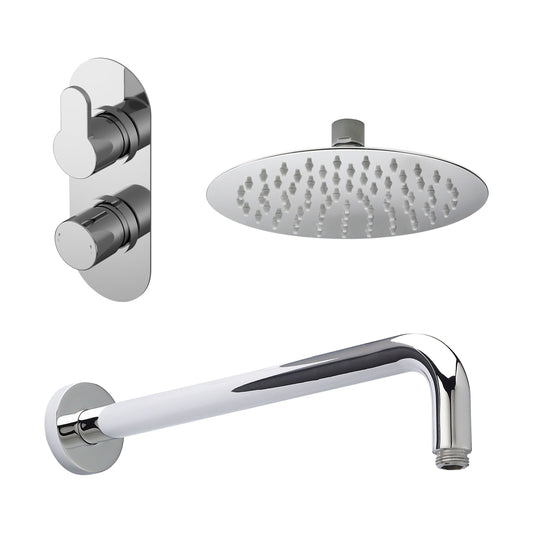 [BSBR01TW1] Balterley Pride Modern Round 1 Outlet Shower Valve, Head and Wall Arm Bundle - Chrome - Cutout