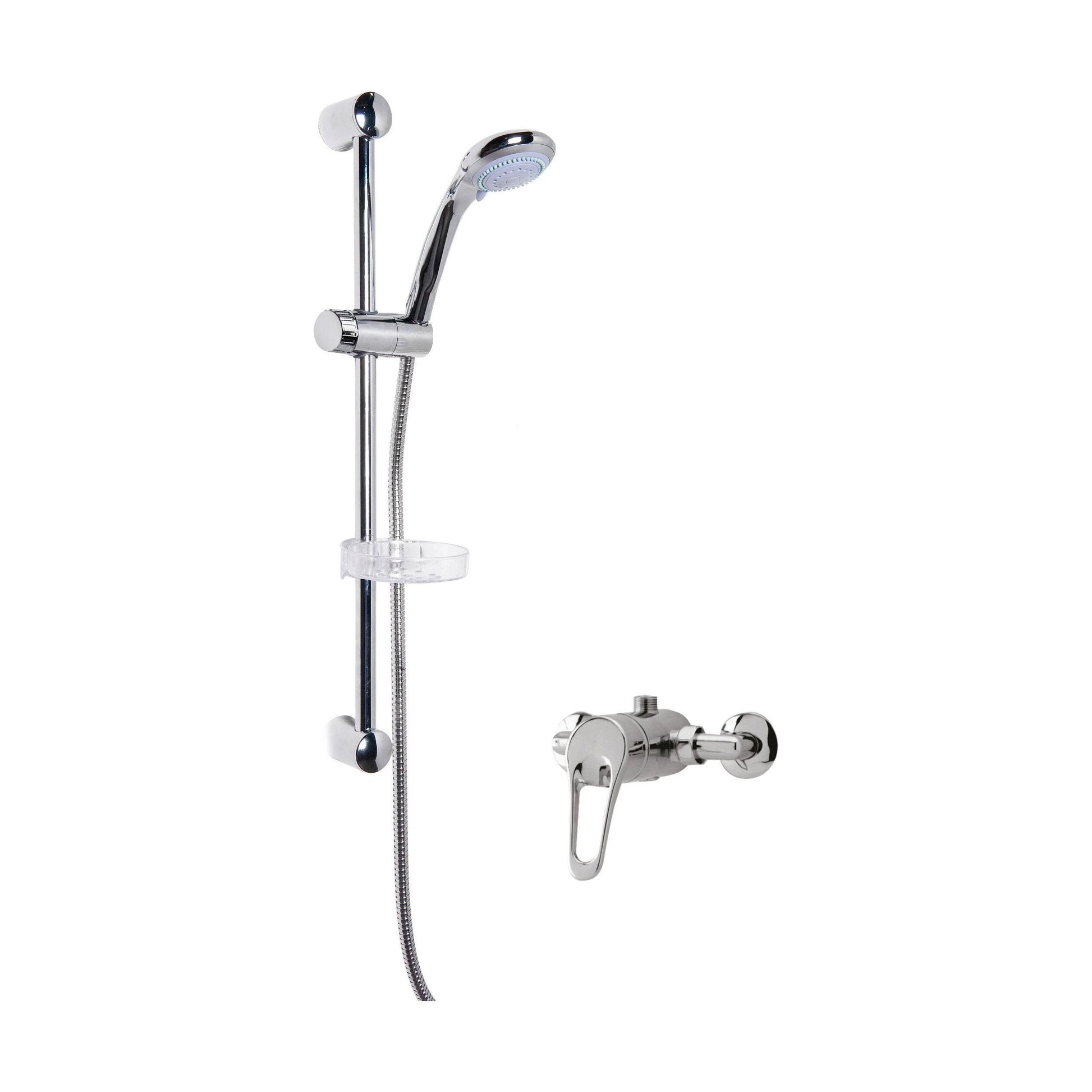 [BSBR02MV1] Shower Bundle Exposed Round Manual Valve & Multi Function Handset Slide Rail Kit - Chrome Balterley - Cutout