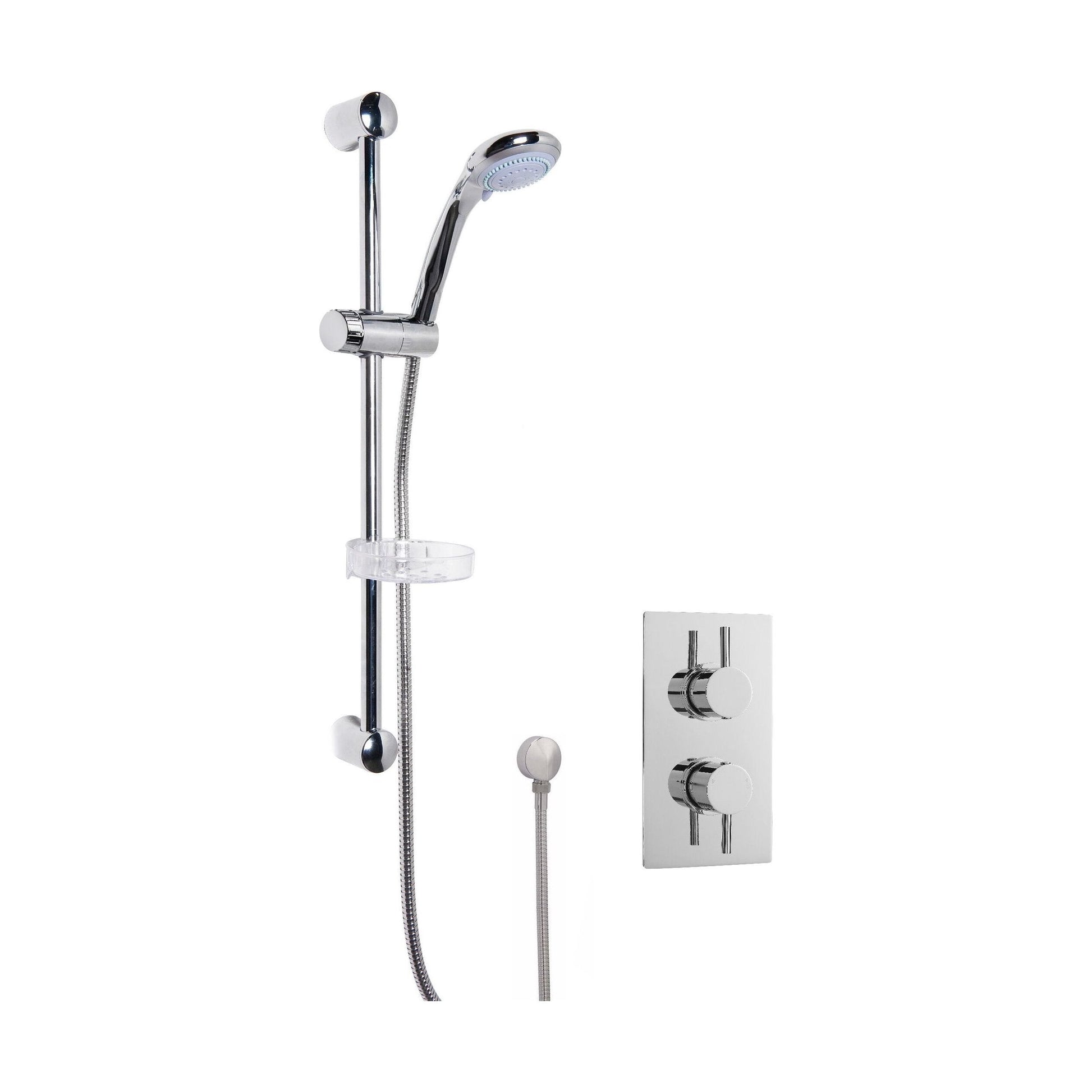 [BSBR08TW1] Shower Bundle Concealed Round Twin Valve & Slide Rail Shower Kit - Chrome - Balterley - Cutout