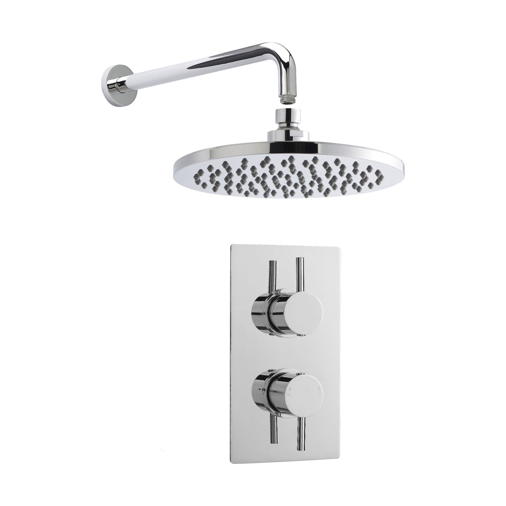 [BSBR09TW1] Shower Bundle Concealed Round Twin Valve, Arm & Head Kit - Chrome Balterley - Cutout