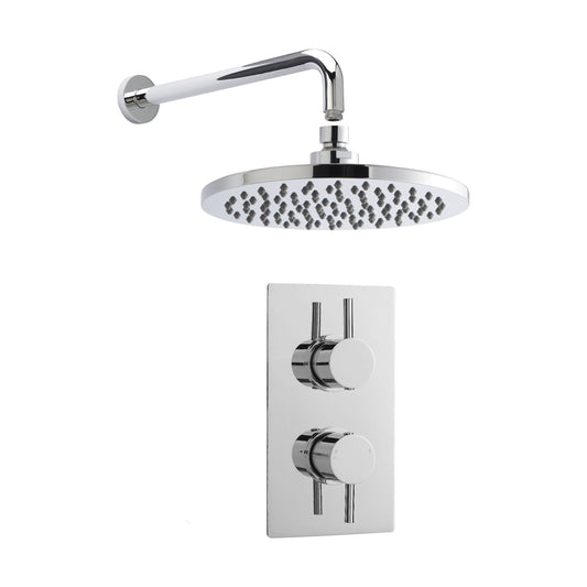 [BSBR09TW1] Shower Bundle Concealed Round Twin Valve, Arm & Head Kit - Chrome Balterley - Cutout