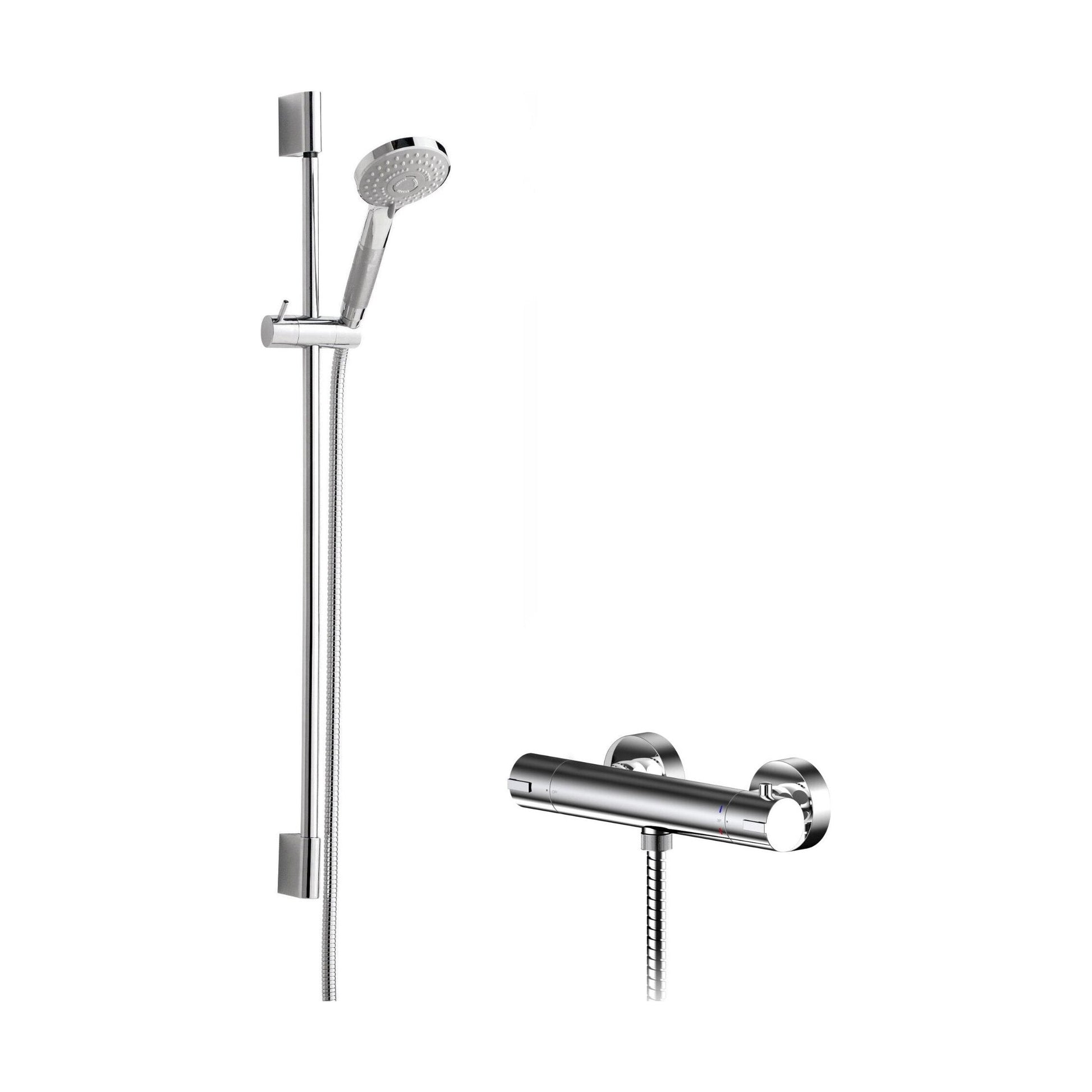 [BSBR100BV1] Current Round Bar Valve & Slimline Slide Rail Shower Set - Chrome - Balterley - Cutout