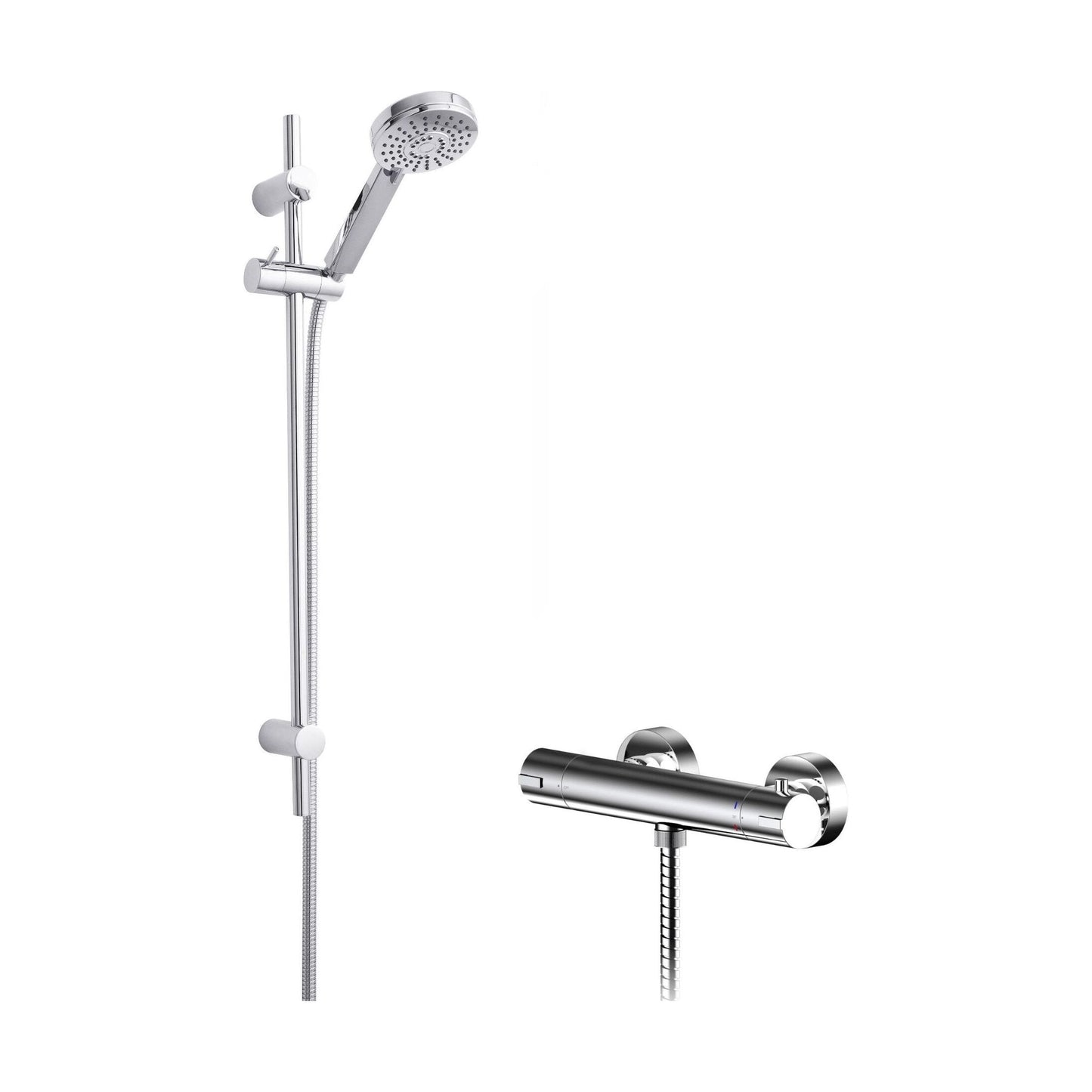 [BSBR102BV1] Current Round Bar Valve & Water Saving Slide Rail Kit Shower Set - Chrome - Balterley - Cutout