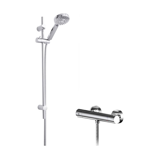 [BSBR102BV1] Current Round Bar Valve & Water Saving Slide Rail Kit Shower Set - Chrome - Balterley - Cutout