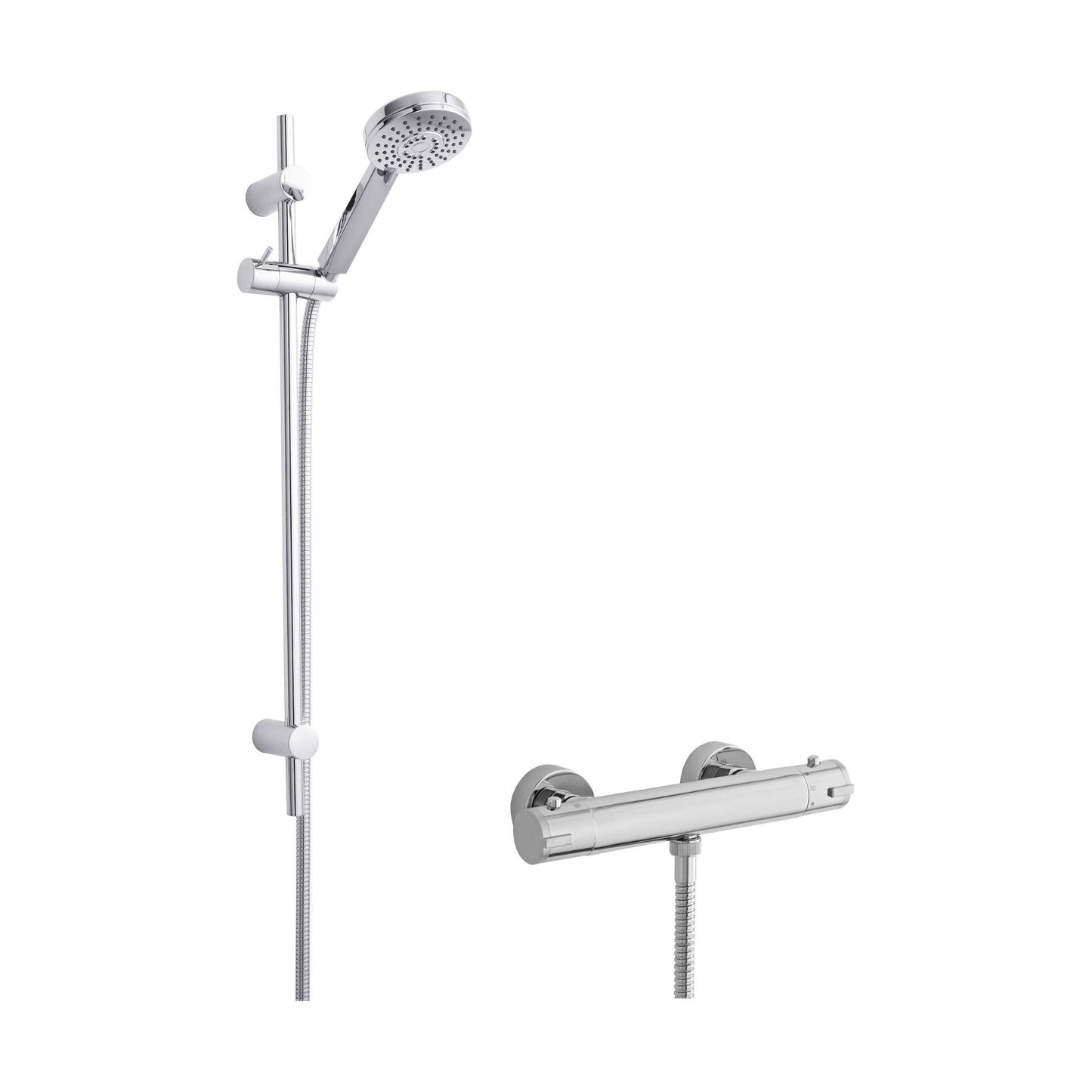 [BSBR105BV1] Minimalist Round Bar Valve & Water Saving Slide Rail Kit Shower Set - Chrome - Balterley - Cutout