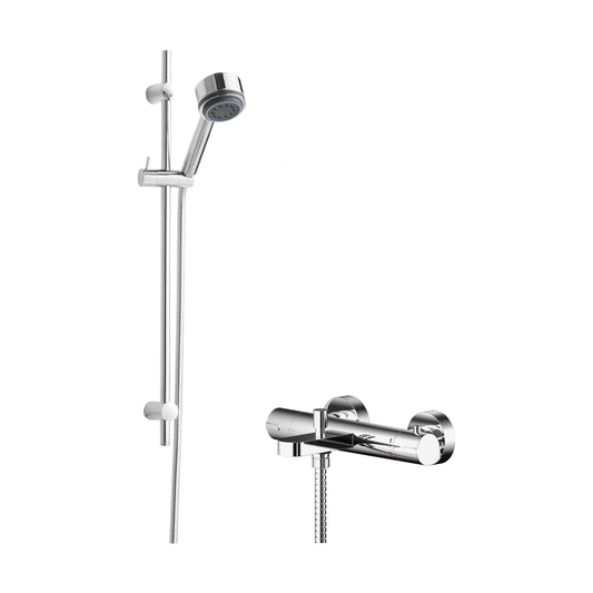 [BSBR113BV2] Current Wall Mount Thermostatic Bath Shower Mixer Tap with Linear Slide Rail Kit - Chrome - Balterley - Cutout