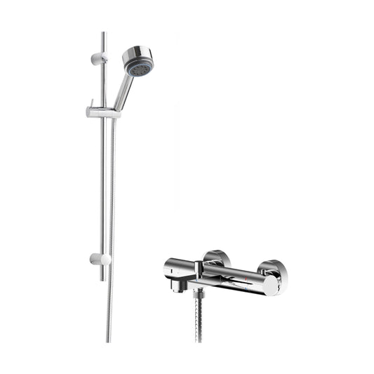 [BSBR116BV2] Pride Wall Mount Thermostatic Bath Shower Mixer Tap with Linear Slide Rail Kit - Chrome - Balterley - Cutout