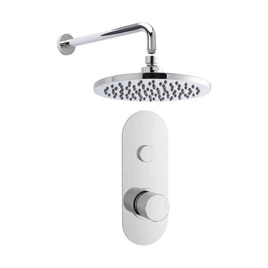 [BSBR11TW1] Shower Bundle Concealed Round Push 1 Button Valve, Arm & Head Kit - Chrome Balterley - Cutout