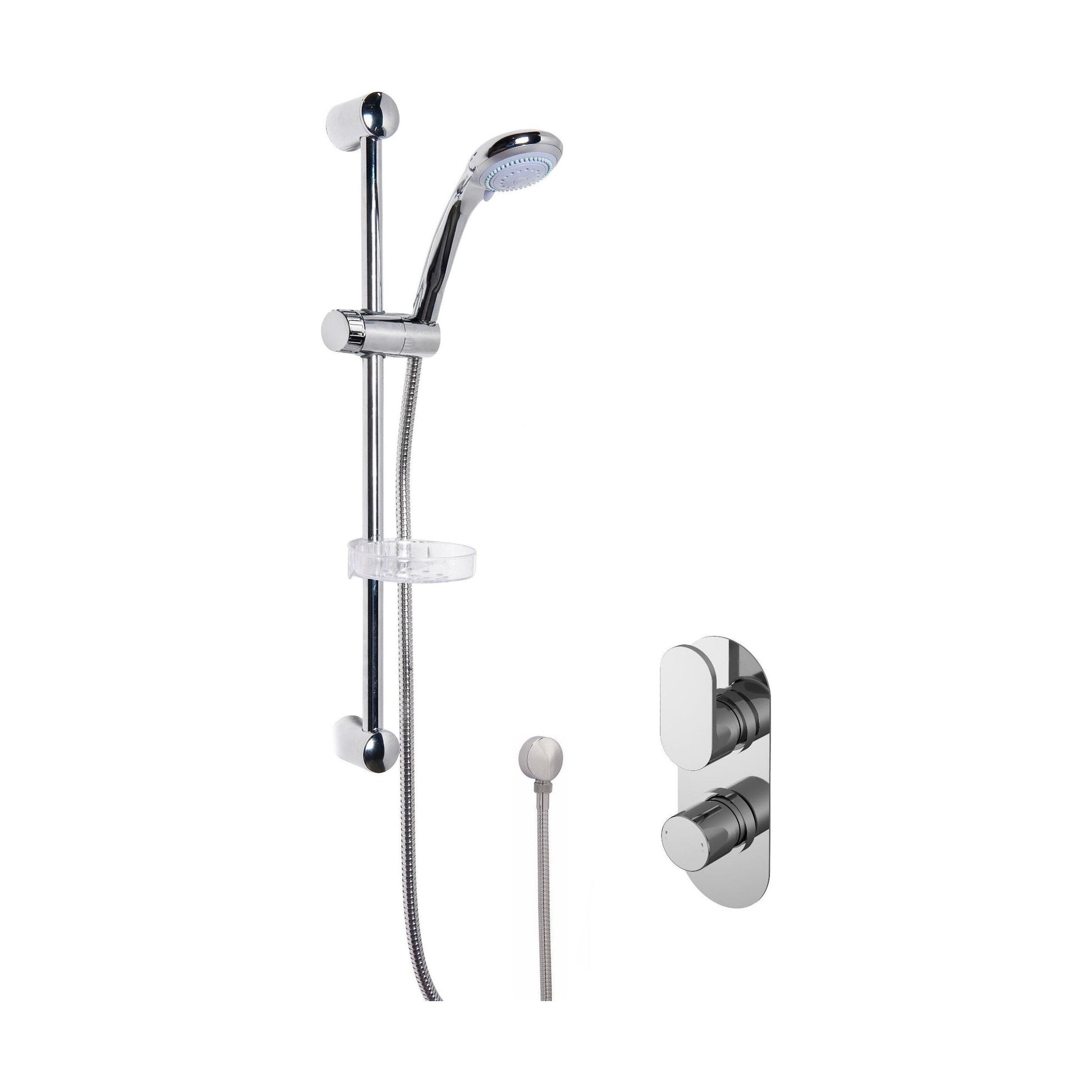 [BSBR12TW1] Current Shower Bundle Concealed Round Twin Valve & Multi Function Handset Slide Rail Kit - Chrome Balterley - Cutout