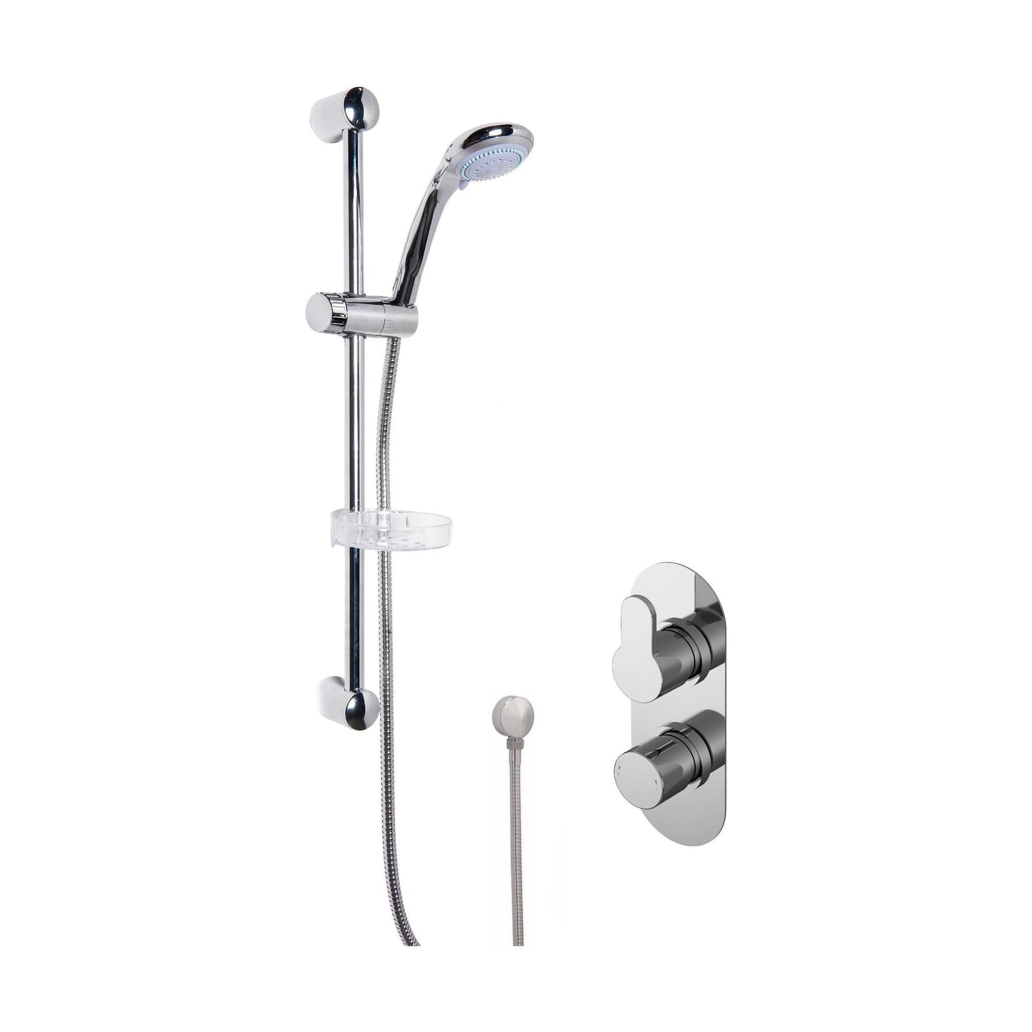 [BSBR14TW1] Pride Shower Bundle Concealed Round Twin Valve & Multi Function Handset Slide Rail Kit - Chrome Balterley - Cutout