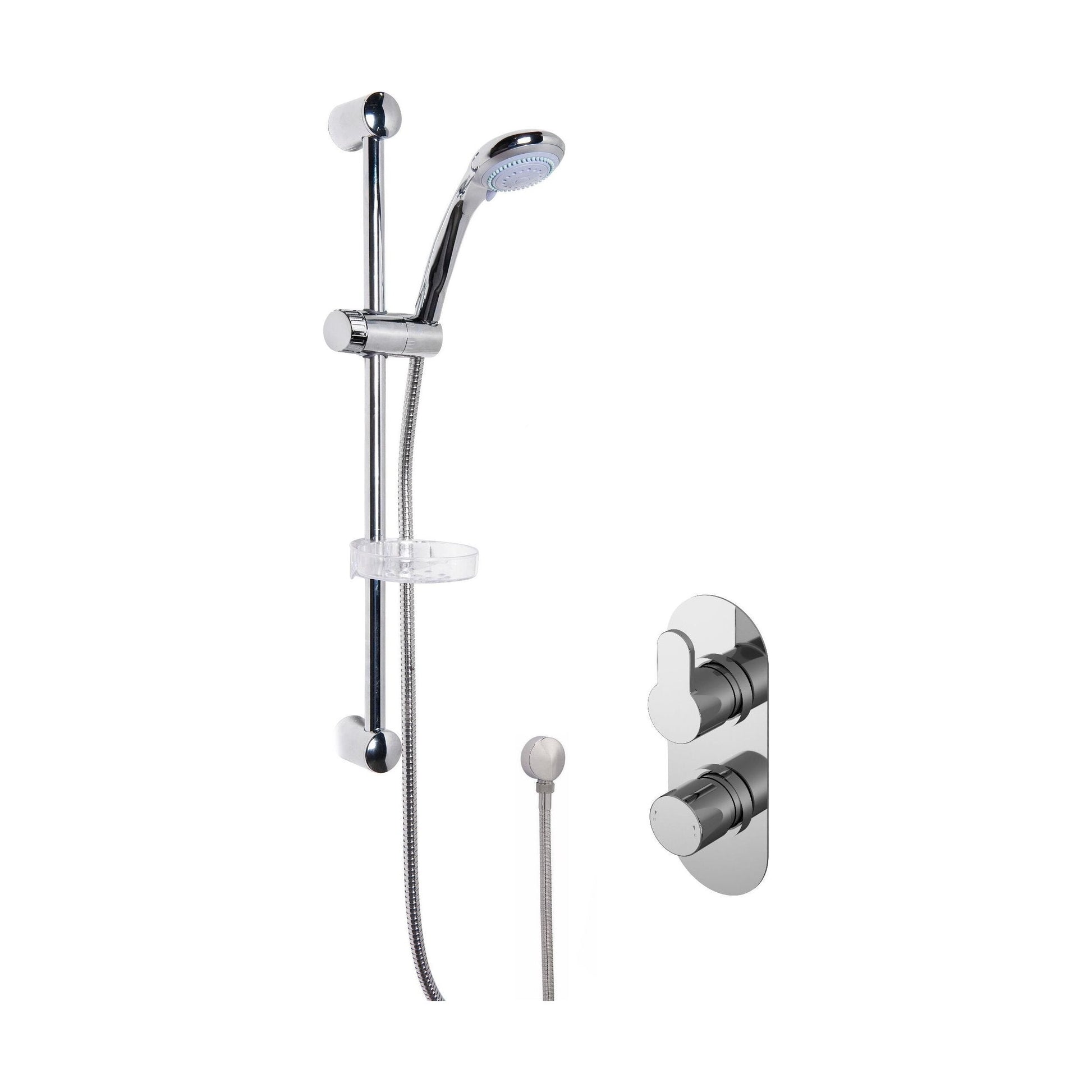 [BSBR14TW1] Pride Shower Bundle Concealed Round Twin Valve & Multi Function Handset Slide Rail Kit - Chrome Balterley - Cutout