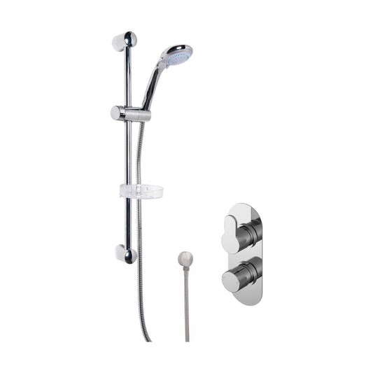 [BSBR14TW1] Pride Shower Bundle Concealed Round Twin Valve & Multi Function Handset Slide Rail Kit - Chrome Balterley - Cutout