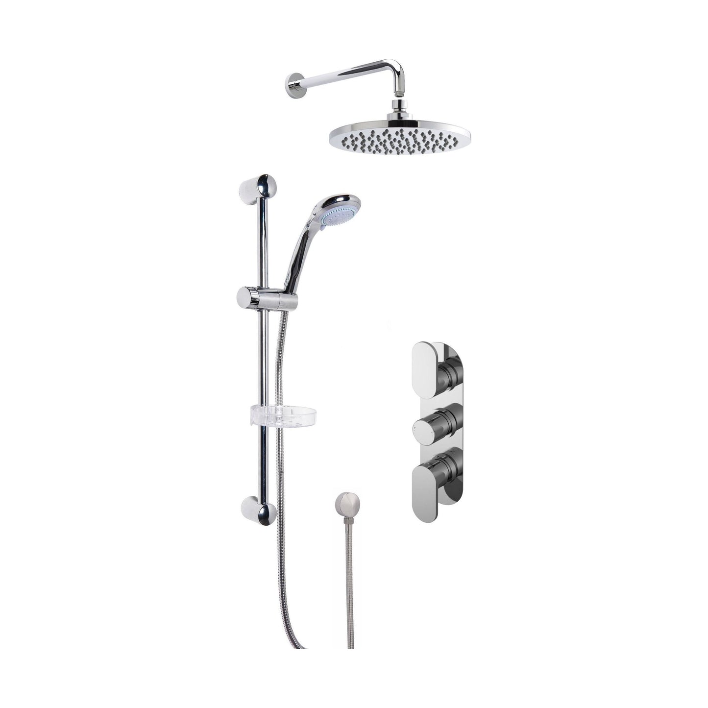 [BSBR22TR2] Current Concealed Round Triple Valve with Multi Function Slide Rail Kit, Arm & Head Shower Bundle - Chrome - Balterley - Cutout