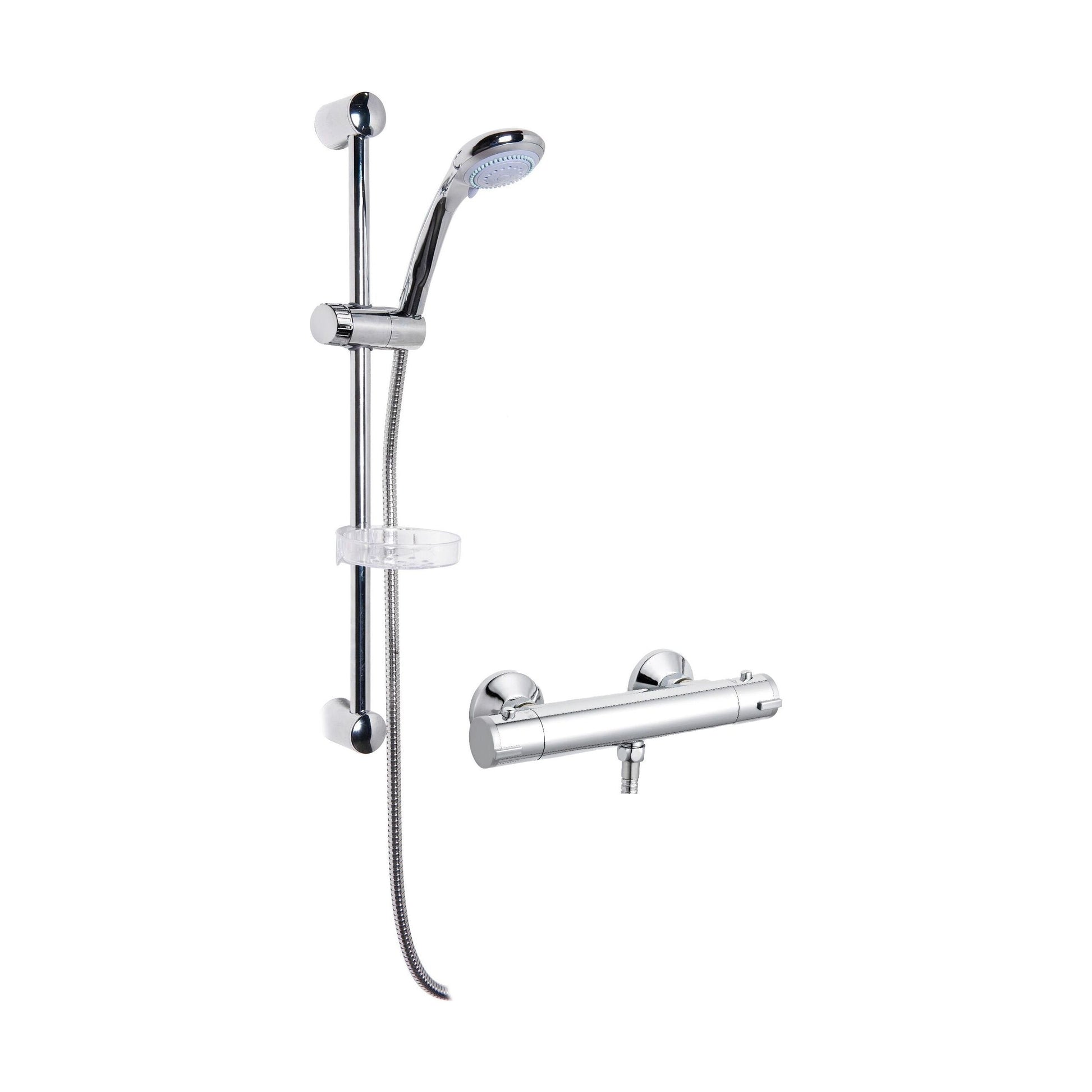 [BSBR61BV1] Round Thermostatic Bar Valve with Large Multi Function Handset Slide Rail Kit Shower Bundle - Chrome - Balterley - Cutout