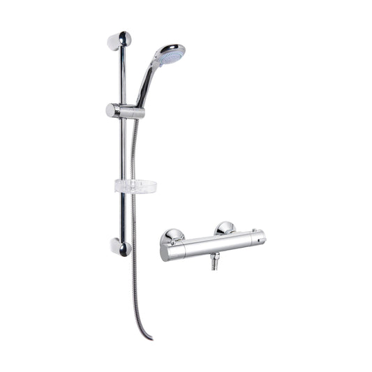 [BSBR61BV1] Round Thermostatic Bar Valve with Large Multi Function Handset Slide Rail Kit Shower Bundle - Chrome - Balterley - Cutout