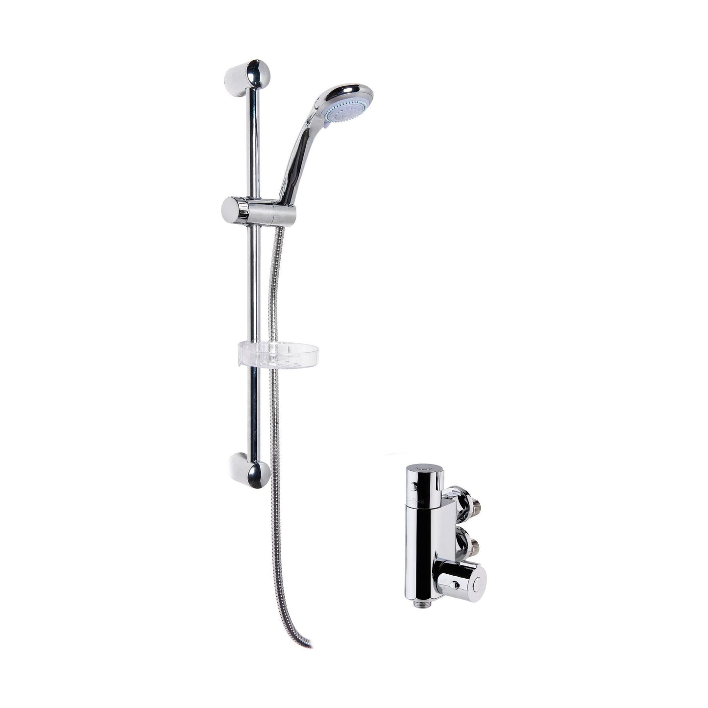 [BSBR62BV1] Round Thermostatic Vertical Bar Valve with Large Multi Function Handset Slide Rail Kit Shower Bundle - Chrome - Balterley - Cutout
