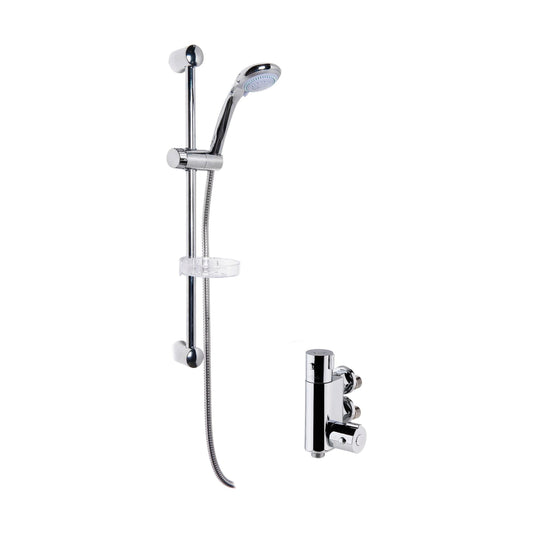 [BSBR62BV1] Round Thermostatic Vertical Bar Valve with Large Multi Function Handset Slide Rail Kit Shower Bundle - Chrome - Balterley - Cutout