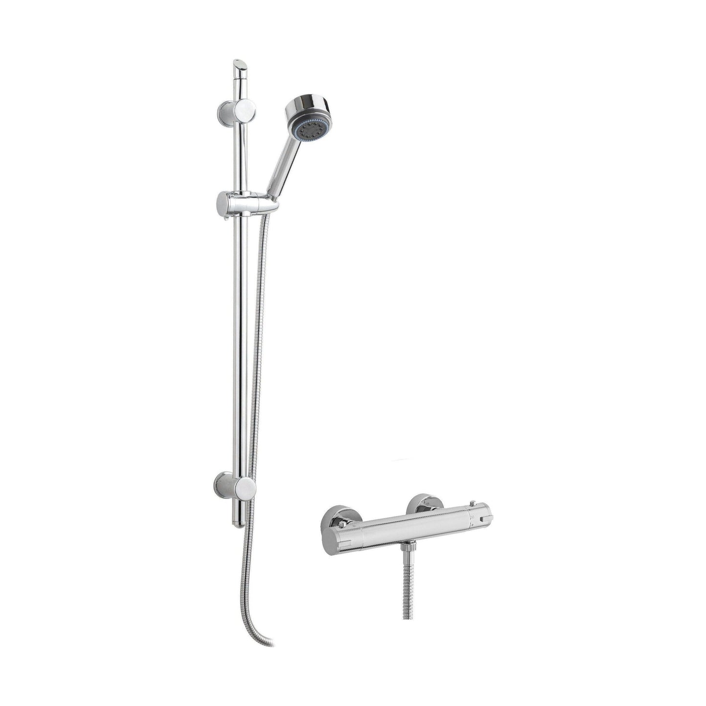 [BSBR63BV1] Minimalist Thermostatic Bar Valve with Multi Function Handset Brass Slide Rail Kit Shower Bundle - Chrome - Balterley - Cutout