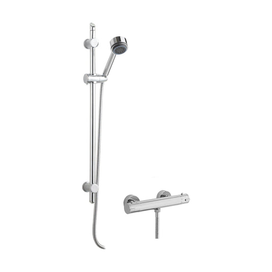 [BSBR63BV1] Minimalist Thermostatic Bar Valve with Multi Function Handset Brass Slide Rail Kit Shower Bundle - Chrome - Balterley - Cutout
