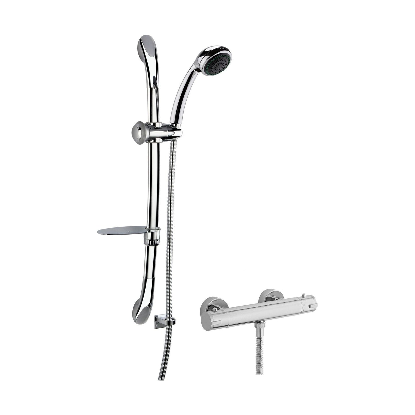 [BSBR64BV1] Round Thermostatic Minimalist Bar Valve with Luxury Slide Rail Kit Shower Bundle - Chrome - Balterley - Cutout