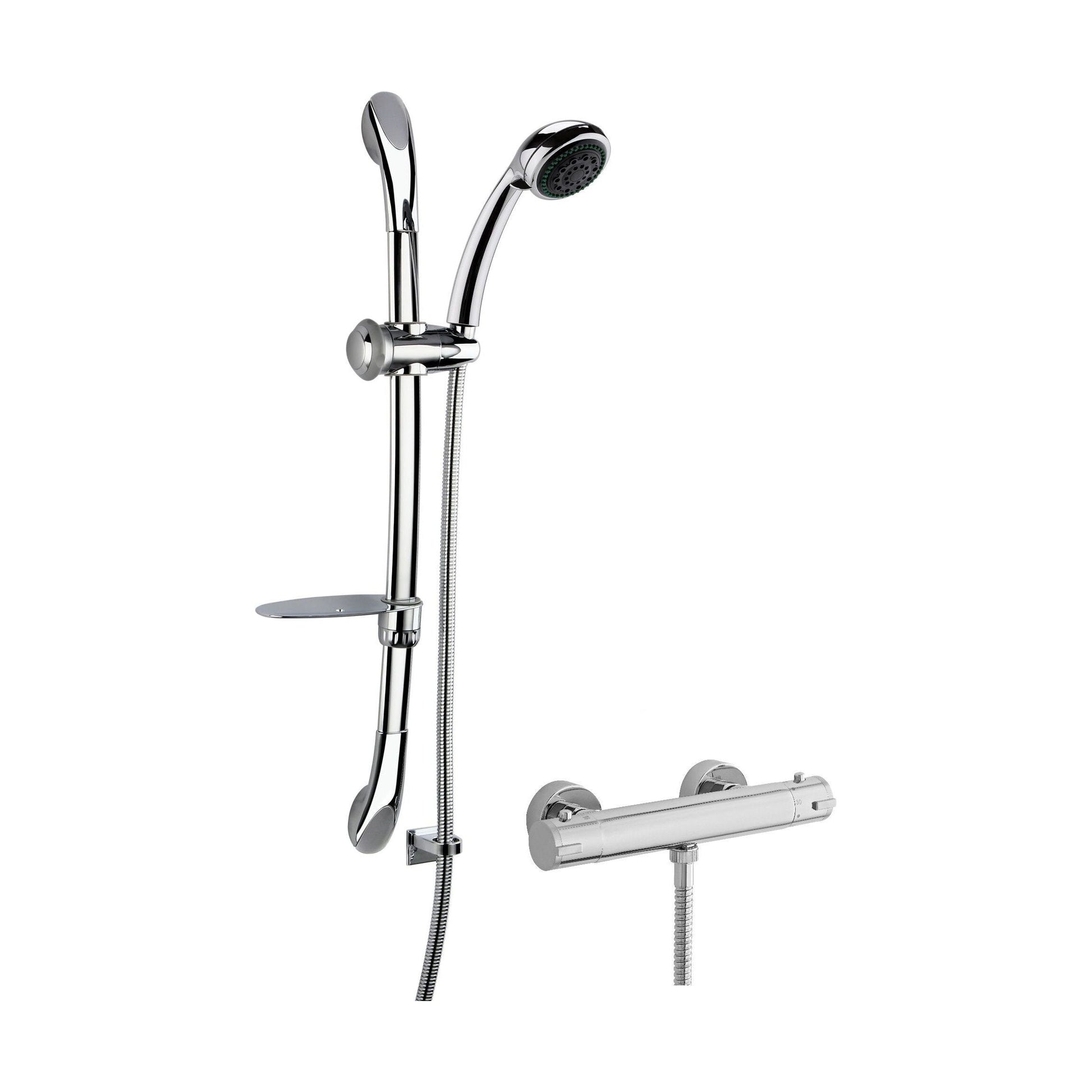 [BSBR64BV1] Round Thermostatic Minimalist Bar Valve with Luxury Slide Rail Kit Shower Bundle - Chrome - Balterley - Cutout