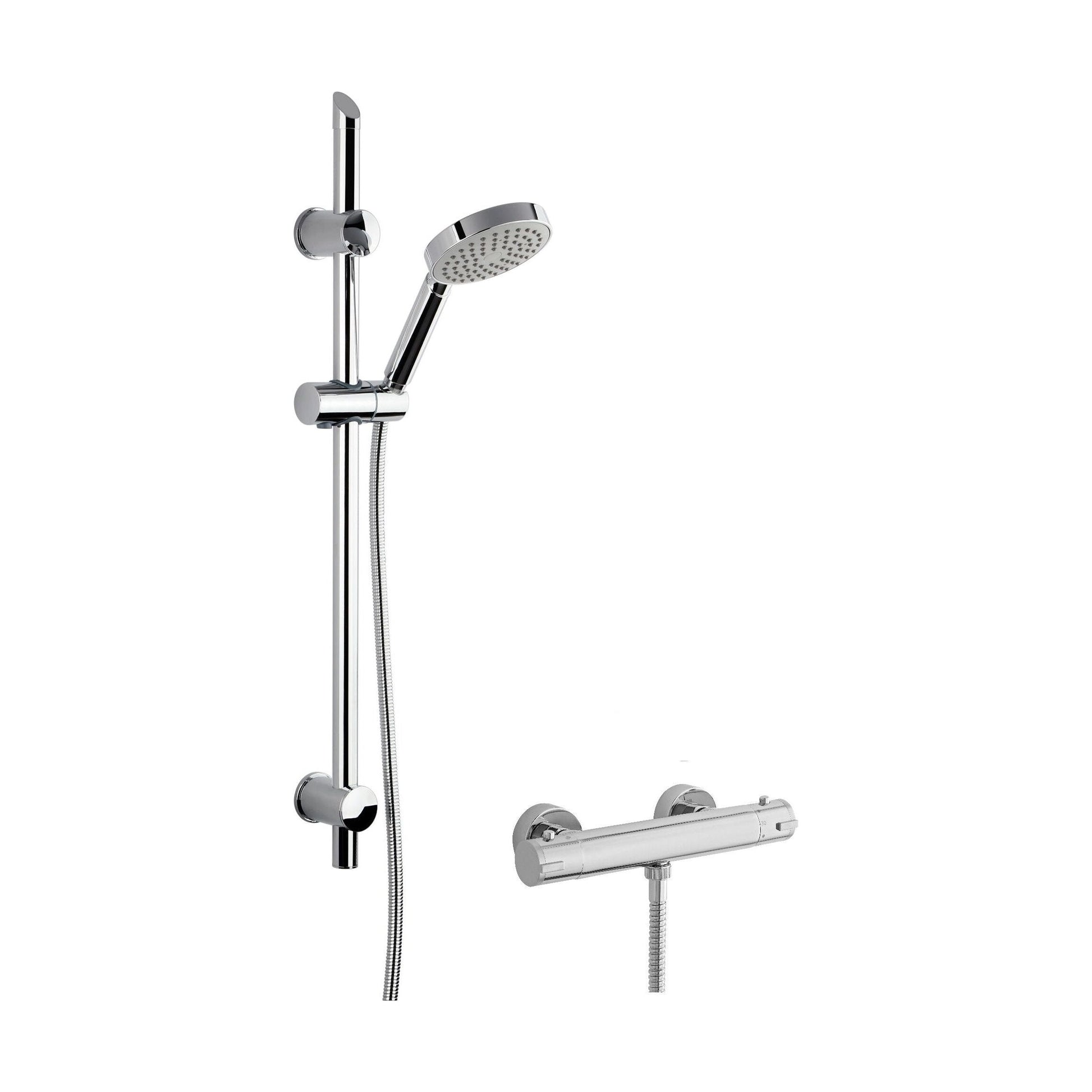 [BSBR65BV1] Round Thermostatic Minimalist Bar Valve and Water Saving Slide Rail Kit Shower Bundle - Chrome - Balterley - Cutout