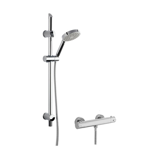 [BSBR65BV1] Round Thermostatic Minimalist Bar Valve and Water Saving Slide Rail Kit Shower Bundle - Chrome - Balterley - Cutout