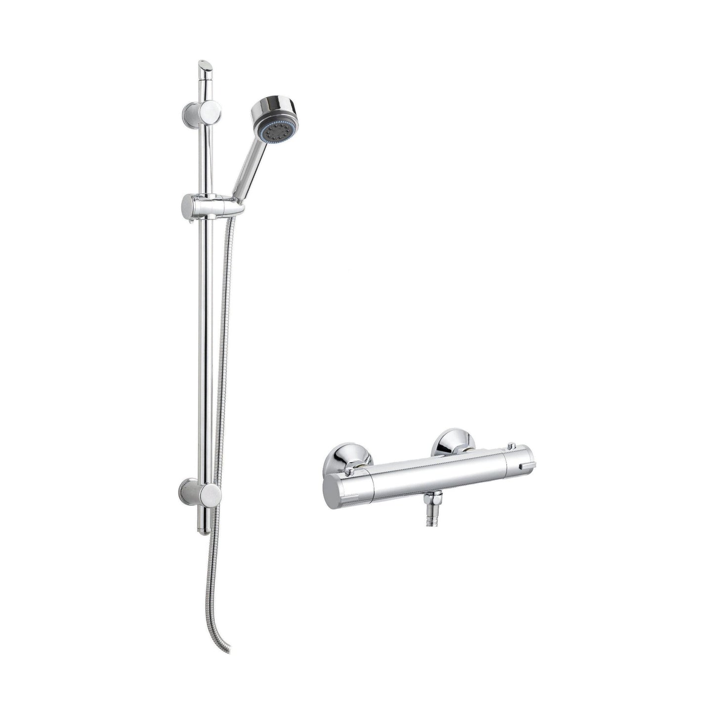 [BSBR71BV1] Round Thermostatic Bar Valve with Multi Function Handset Slide Rail Kit Shower Bundle - Chrome - Balterley - Cutout