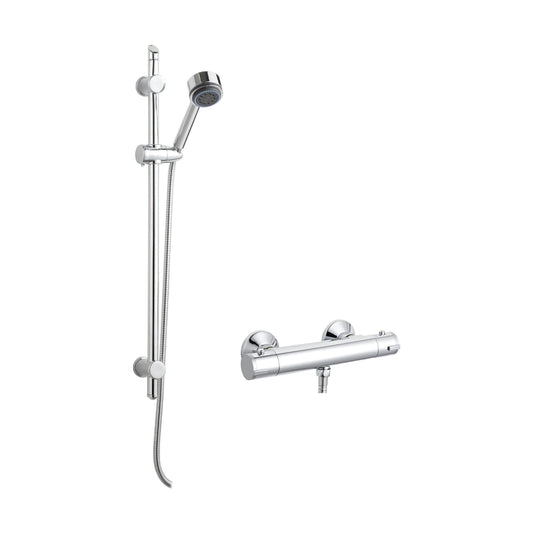 [BSBR71BV1] Round Thermostatic Bar Valve with Multi Function Handset Slide Rail Kit Shower Bundle - Chrome - Balterley - Cutout