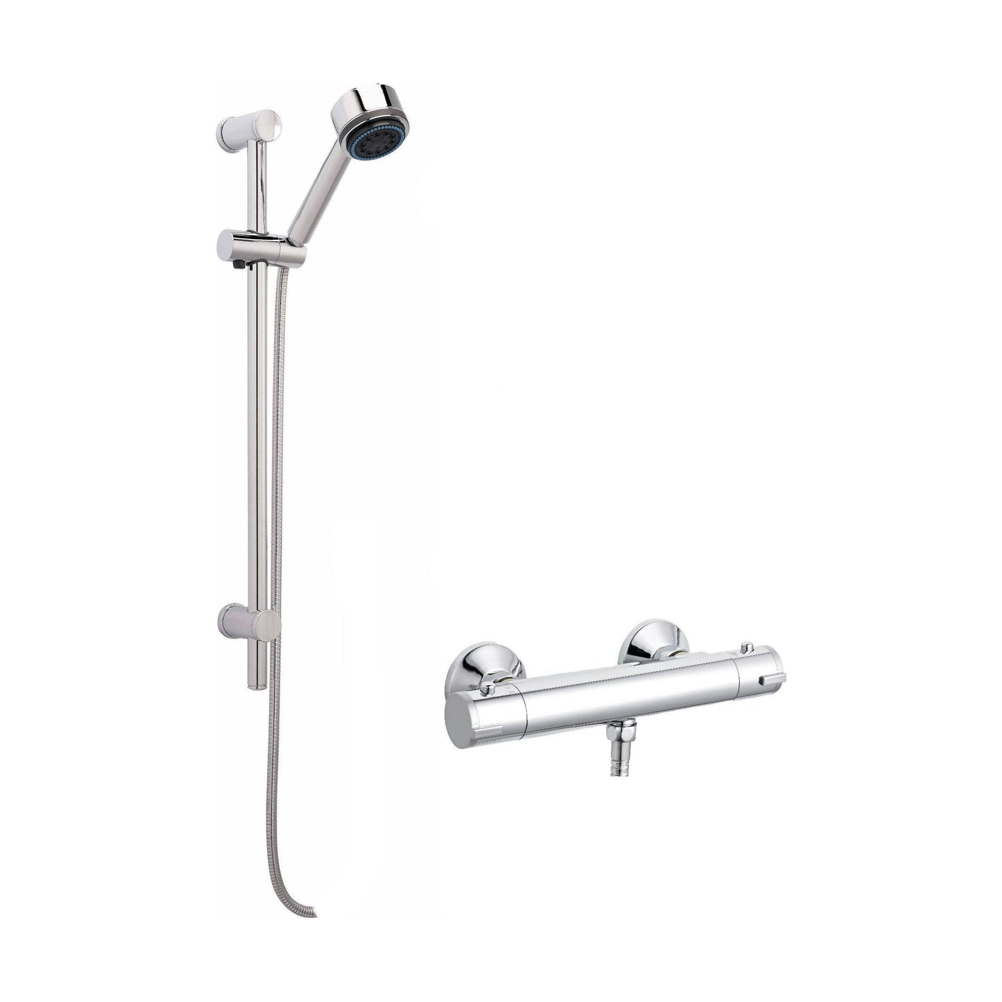 [BSBR73BV1] Round Thermostatic Bar Valve with Multi Function Handset Brass Slide Rail Kit Shower Bundle - Chrome - Balterley - Cutout