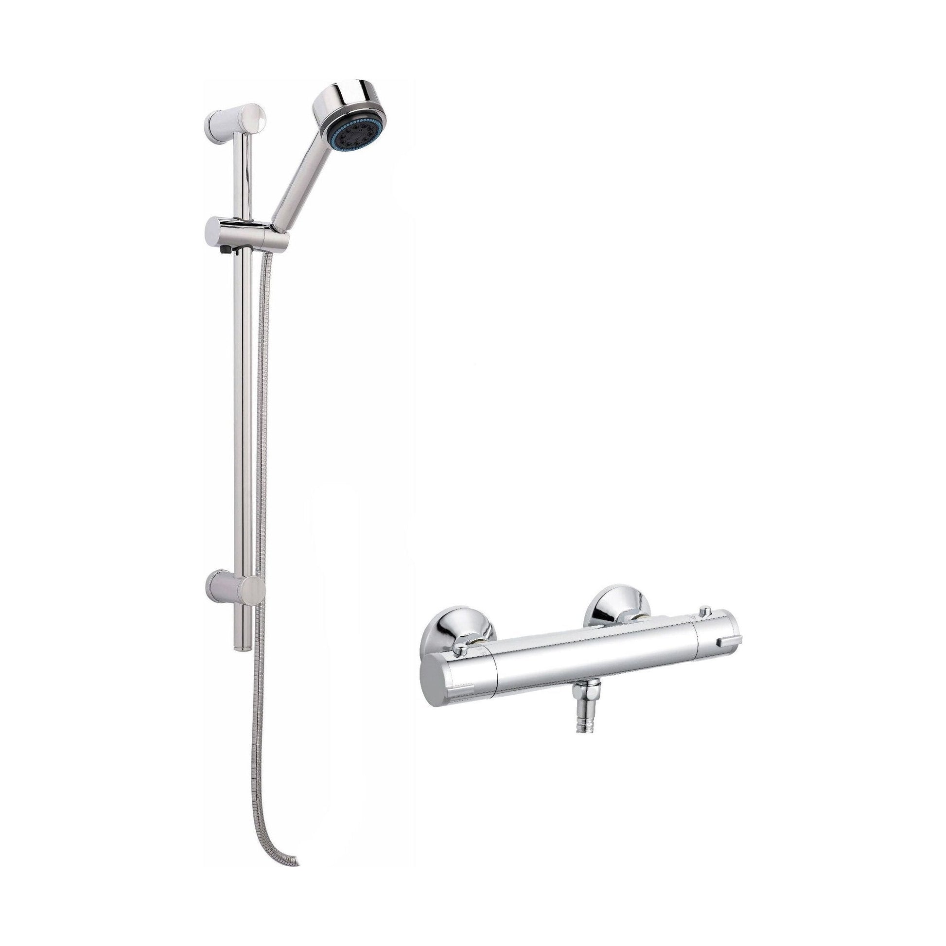 [BSBR73BV1] Round Thermostatic Bar Valve with Multi Function Handset Brass Slide Rail Kit Shower Bundle - Chrome - Balterley - Cutout