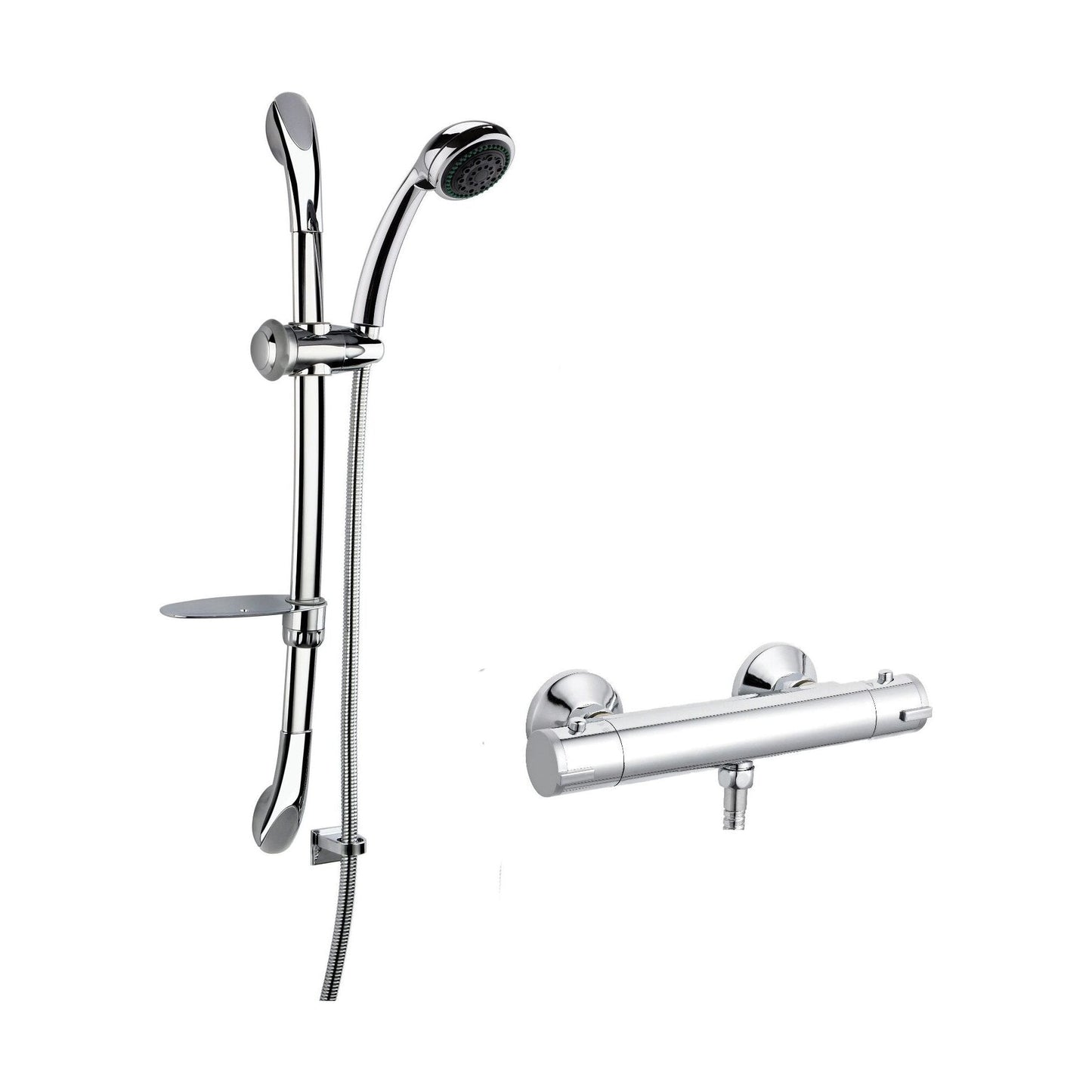 [BSBR74BV1] Round Thermostatic Bar Valve and Luxury Curved Slider Rail Kit Shower Bundle - Chrome - Balterley - Cutout