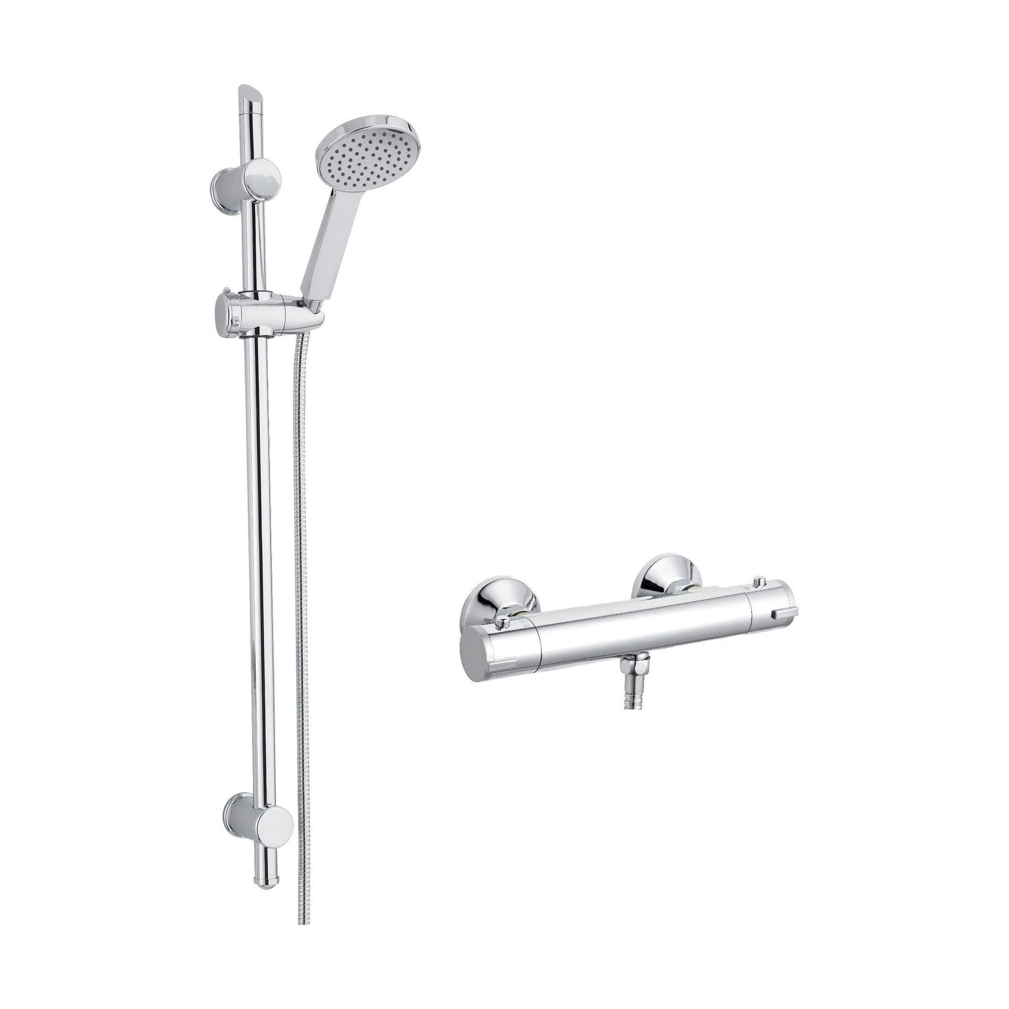 [BSBR75BV1] Round Thermostatic Minimalist Bar Valve and Water Saving Shower Slide Rail Kit Shower Bundle - Chrome - Balterley - Cutout
