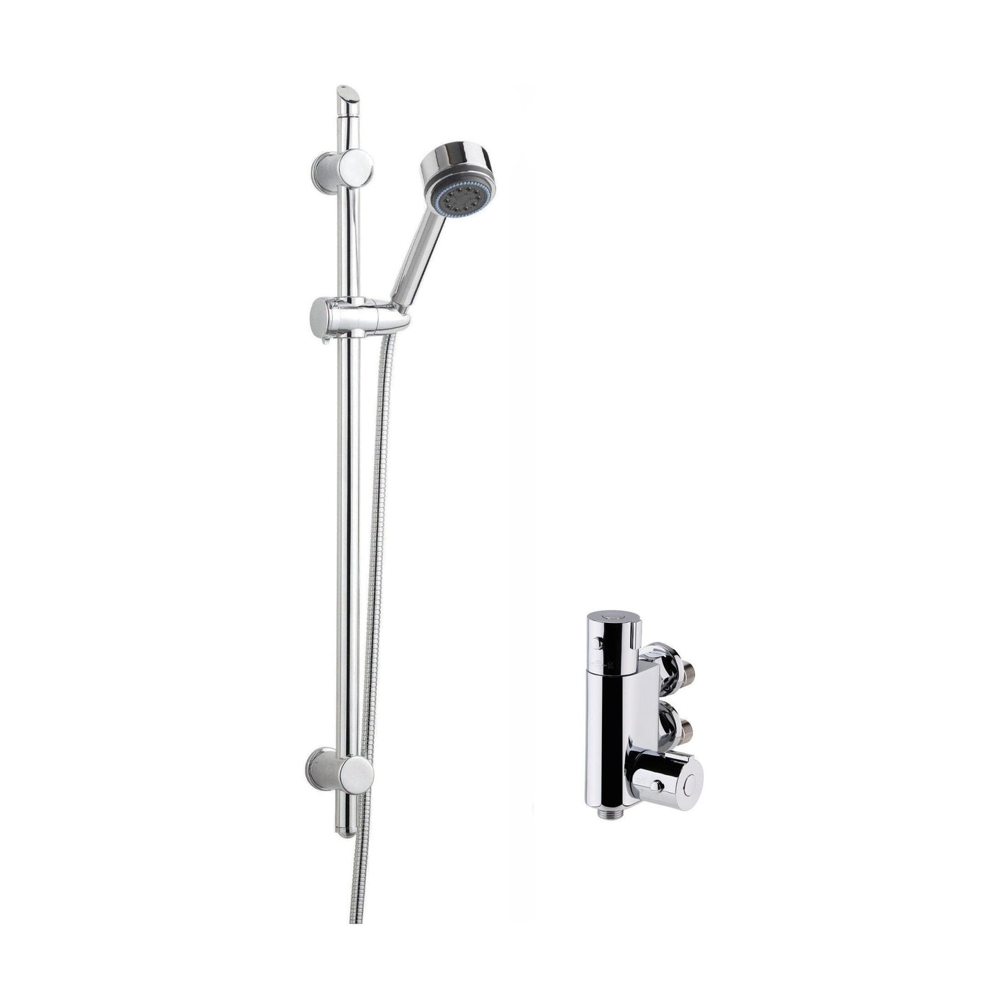[BSBR76BV1] Round Thermostatic Vertical Bar Valve with Multi Function Handset Slide Rail Kit Shower Bundle - Chrome - Balterley - Cutout