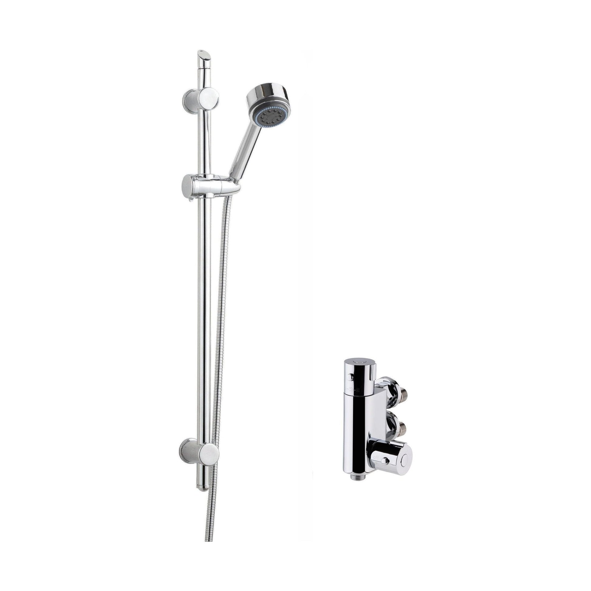 [BSBR76BV1] Round Thermostatic Vertical Bar Valve with Multi Function Handset Slide Rail Kit Shower Bundle - Chrome - Balterley - Cutout