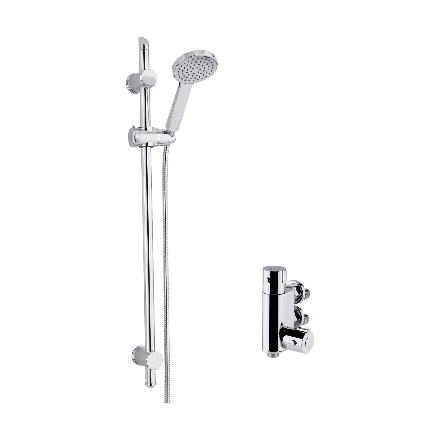 [BSBR80BV1] Round Thermostatic Vertical Bar Valve and Water Saving Handset Slider Rail Kit Shower Bundle - Chrome - Balterley - Cutout