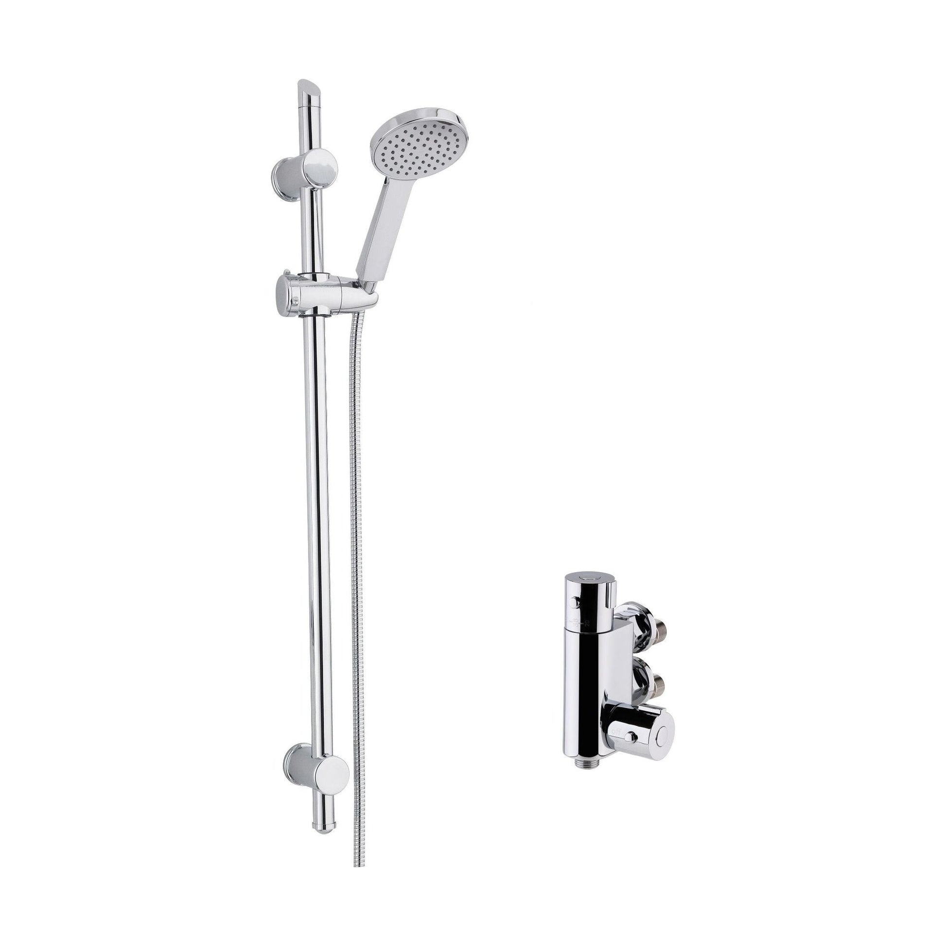 [BSBR80BV1] Round Thermostatic Vertical Bar Valve and Water Saving Handset Slider Rail Kit Shower Bundle - Chrome - Balterley - Cutout