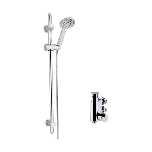 [BSBR80BV1] Round Thermostatic Vertical Bar Valve and Water Saving Handset Slider Rail Kit Shower Bundle - Chrome - Balterley - Cutout