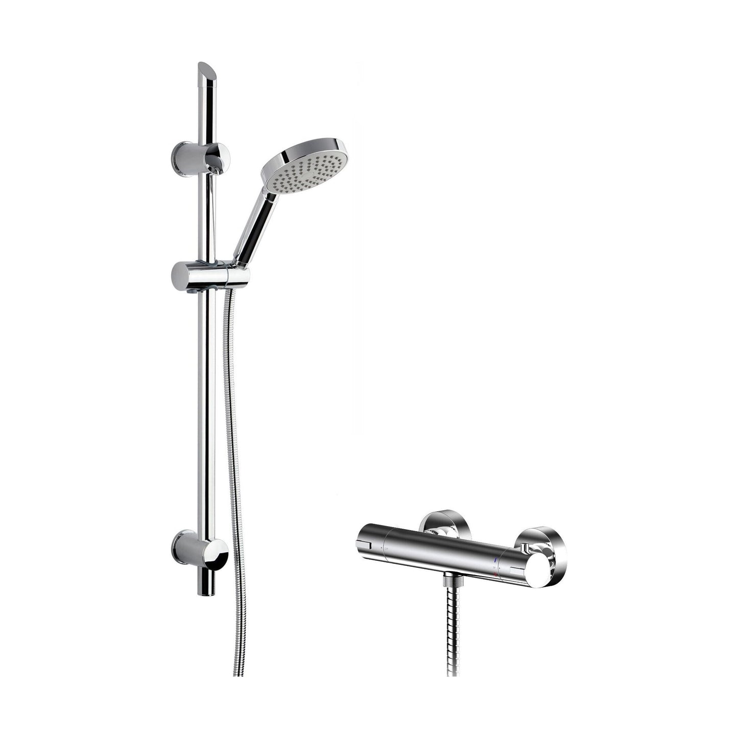 [BSBR85BV1] Current Round Thermostatic Bar Valve and Single Function Handset Slider Rail Kit Shower Bundle - Chrome - Balterley - Cutout