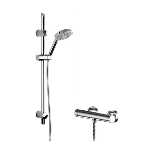 [BSBR85BV1] Current Round Thermostatic Bar Valve and Single Function Handset Slider Rail Kit Shower Bundle - Chrome - Balterley - Cutout