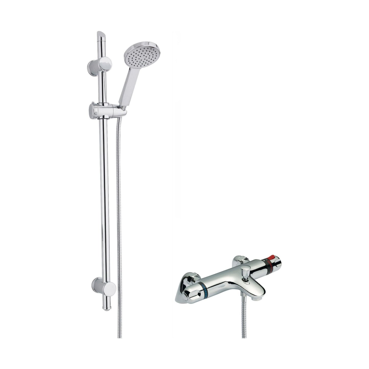 [BSBR89BV1] Thermostatic Bath Shower Mixer Tap & Water Saving Handset Slide Rail Kit Bundle - Chrome - Balterley - Cutout