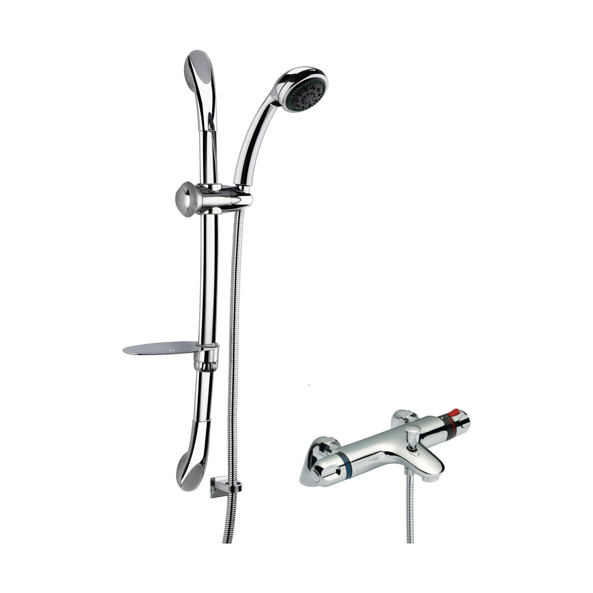 [BSBR90BV1] Thermostatic Bath Shower Mixer Tap & Luxury Curved Slide Rail Kit Bundle - Chrome - Balterley - Cutout