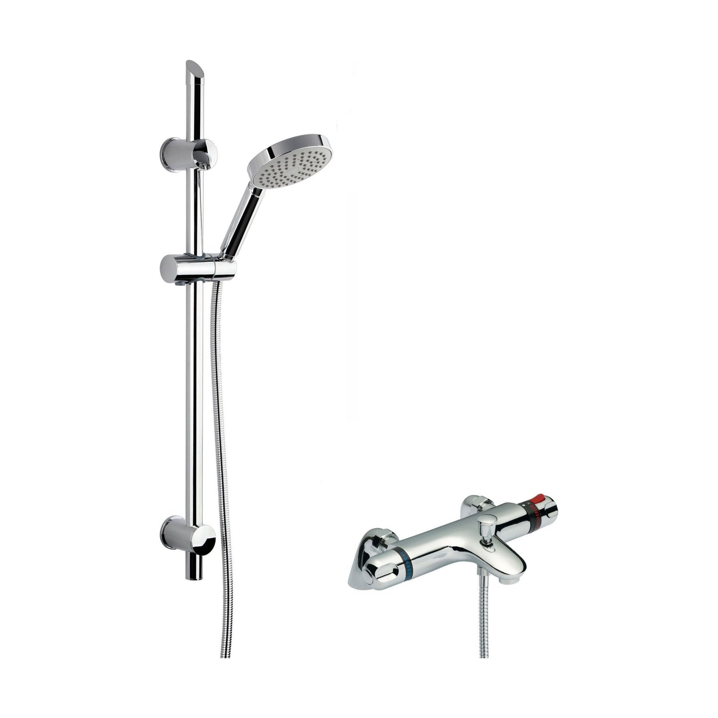 [BSBR91BV1] Thermostatic Bath Shower Mixer Tap & Single Function Handset Slide Rail Kit Bundle - Chrome - Balterley - Cutout