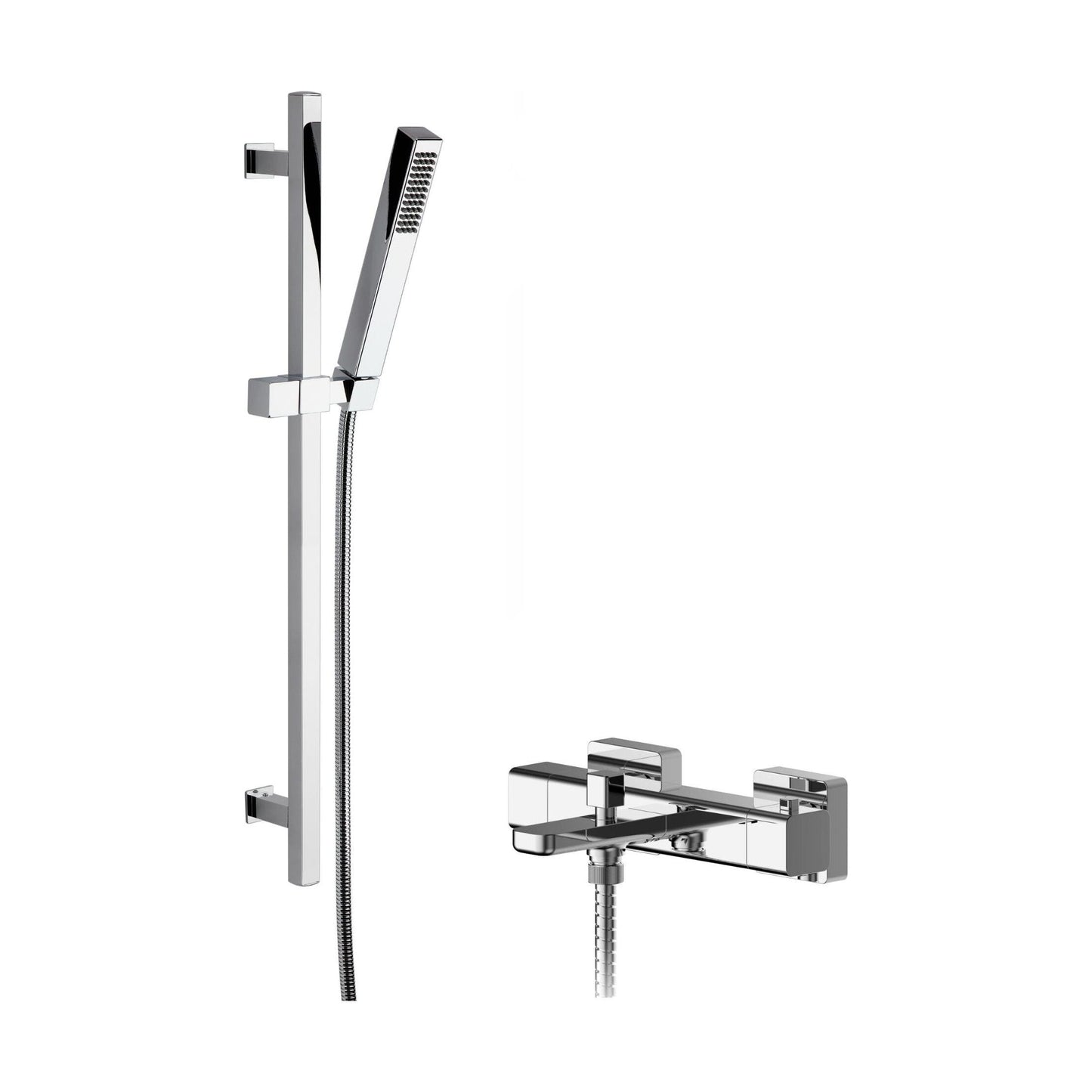[BSBS107BV2] Empire Wall Mount Thermostatic Bath Shower Mixer Tap with Square Slide Rail Kit - Chrome - Balterley - Cutout