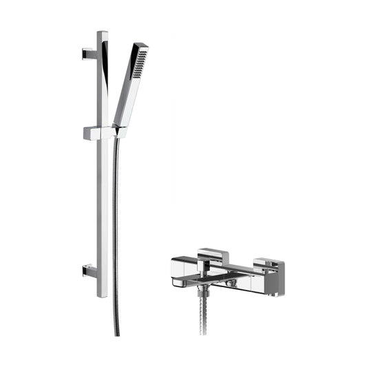 [BSBS107BV2] Empire Wall Mount Thermostatic Bath Shower Mixer Tap with Square Slide Rail Kit - Chrome - Balterley - Cutout