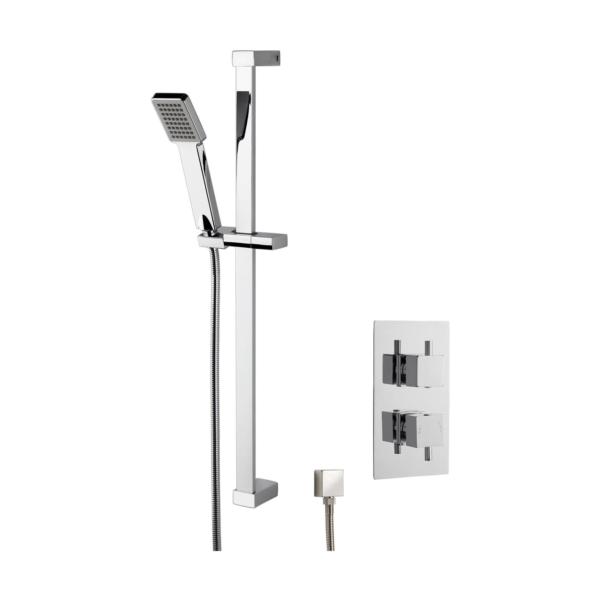 [BSBS29TW1] Concealed Square Twin Valve & Slide Rail Kit Shower Bundle Set - Chrome - Balterley - Cutout