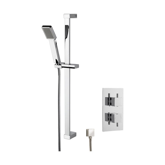 [BSBS29TW1] Concealed Square Twin Valve & Slide Rail Kit Shower Bundle Set - Chrome - Balterley - Cutout