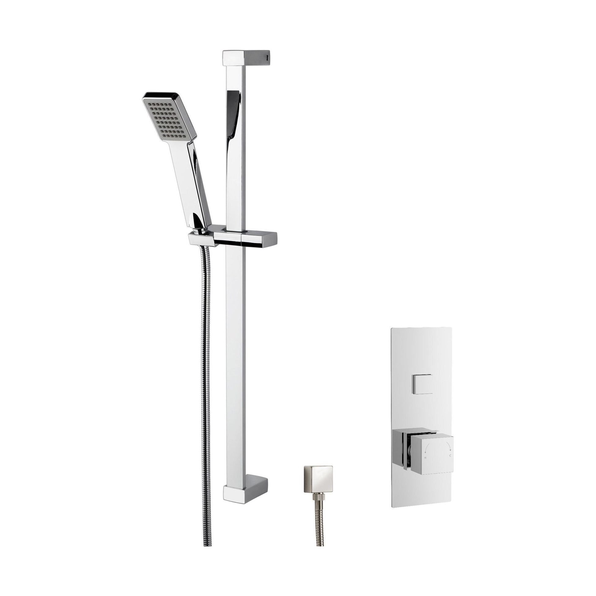 [BSBS31TW1] Concealed Square Push Button 1 Outlet Valve & Slide Rail Kit Shower Bundle Set - Chrome - Balterley - Cutout