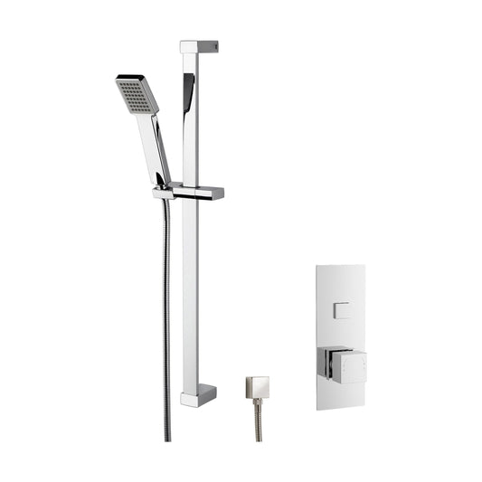 [BSBS31TW1] Concealed Square Push Button 1 Outlet Valve & Slide Rail Kit Shower Bundle Set - Chrome - Balterley - Cutout